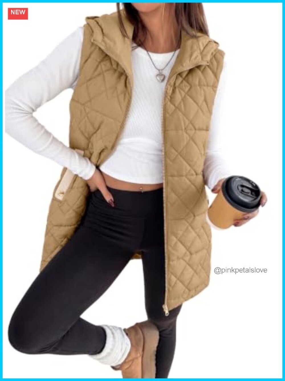 Womens Quilted Puffer Vest Hooded Zip Sleeveless Outerwear